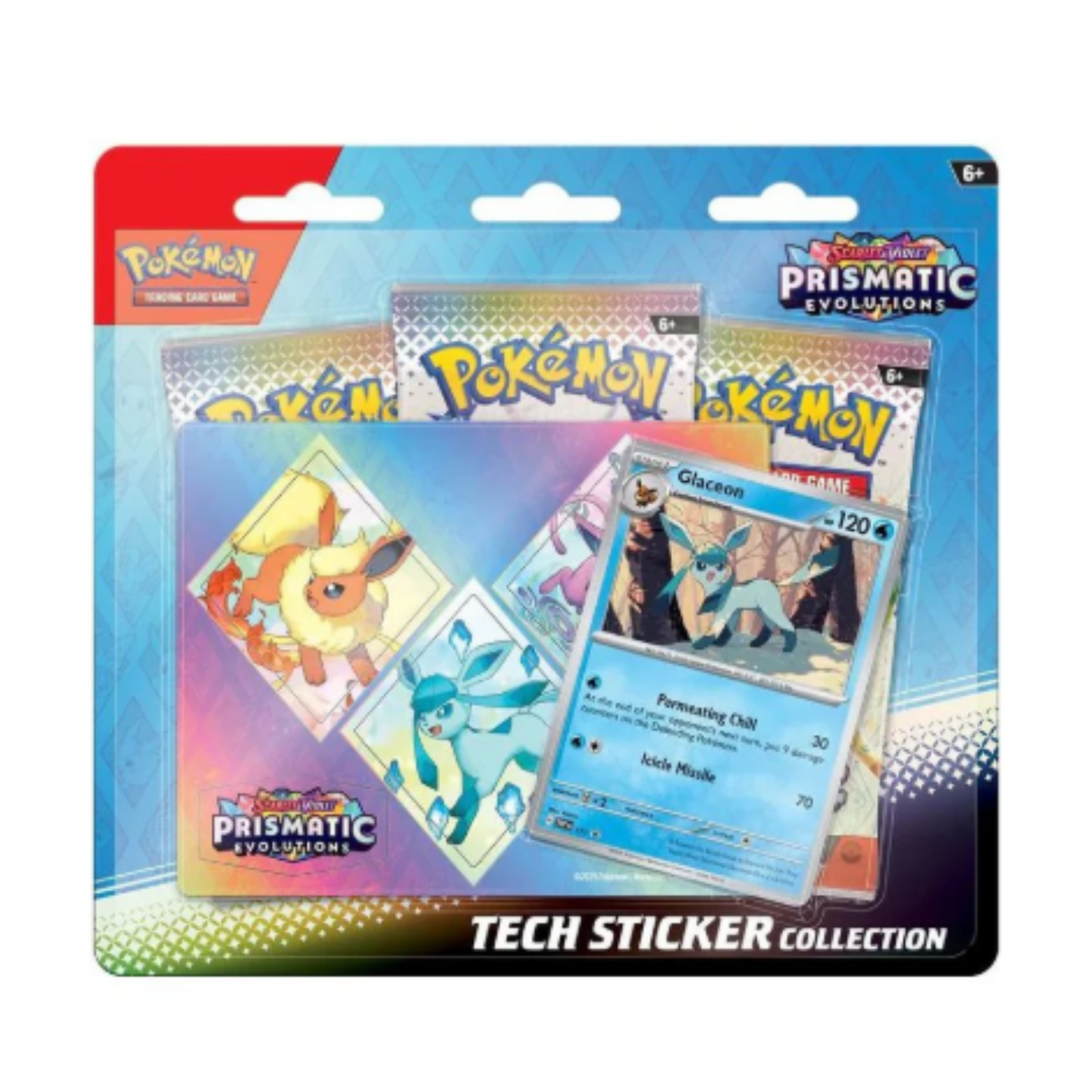 Pokémon TCG: Karmesin & Purpur Prismatische Entwicklungen TECH-Sticker Kollektion 3er Blister Glaziola (DE)