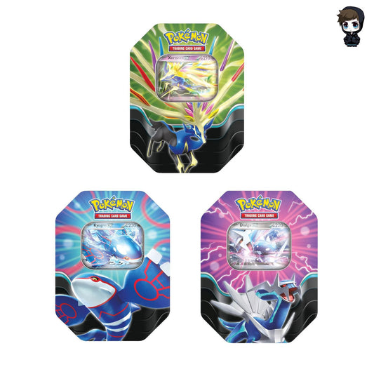 Pokémon TCG: Legendäre GX TIN-Boxen – 3er Bundle (Xerneas, Kyogre & Dialga GX) (DE)